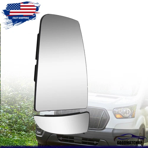 Mirror Glass Upper&Lower Driver Side Left for 15-22 Ford Transit Van 150 350 HD