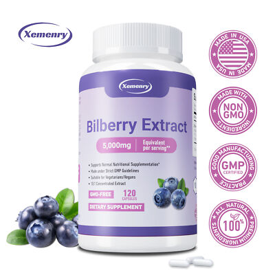 Bilberry Extract Capsules 5000mg - Strength 10:1 Extract Supports Eye Health