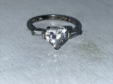 Vintage heart shaped CZ Gemstone 925 Sterling Silver Handmade Ring size 7.75