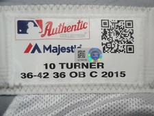 Justin Turner #10 MLB Dodgers Team Issue Road Baseball Pants 2015 HZ 836100
