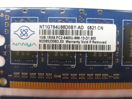 NANYA 2 (2 x 1GB) DDR2 PC2-6400U Memory Standard Desktop Memory NT1GT64U88D0BY - Picture 2 of 9