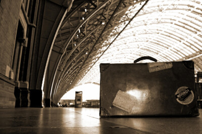Old Suitcase at St Pancras Railroad Station Photo Art Print Poster 18x12