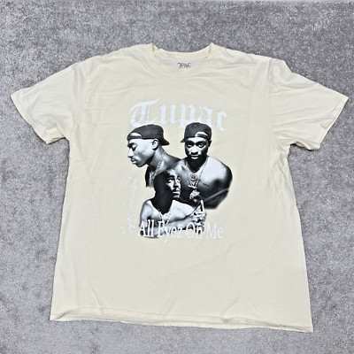Tupac All Eyes On Me Men's Large Pullover T-Shirt Short Sleeve Crew Neck Beige