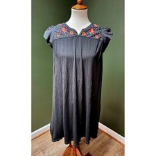 Open Up Embroidered Dress with Floral Accents