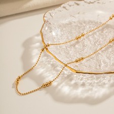 18ct Gold-Plated Beaded Satellite Ball Chain Necklace (20 inches)