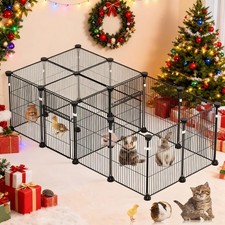 18 Panels Small Animal Playpen, Small Animal Cage with 2 Doors, Metal Wire Ya...