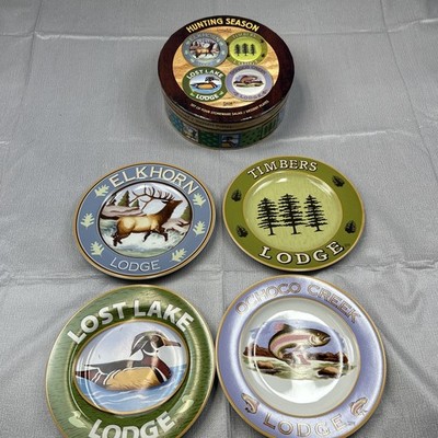 Full Set of 4 Sakura Oneida Hunting Season 8'' Salad Dessert Plates in Box Rustic