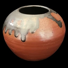 Vintage Art Pottery Clay Bowl Signed Vase Planter