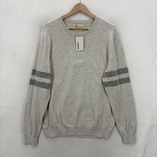 Sonoma Sweater Mens Large Gray Striped Crewneck Knit Pullover Classic Preppy NWT
