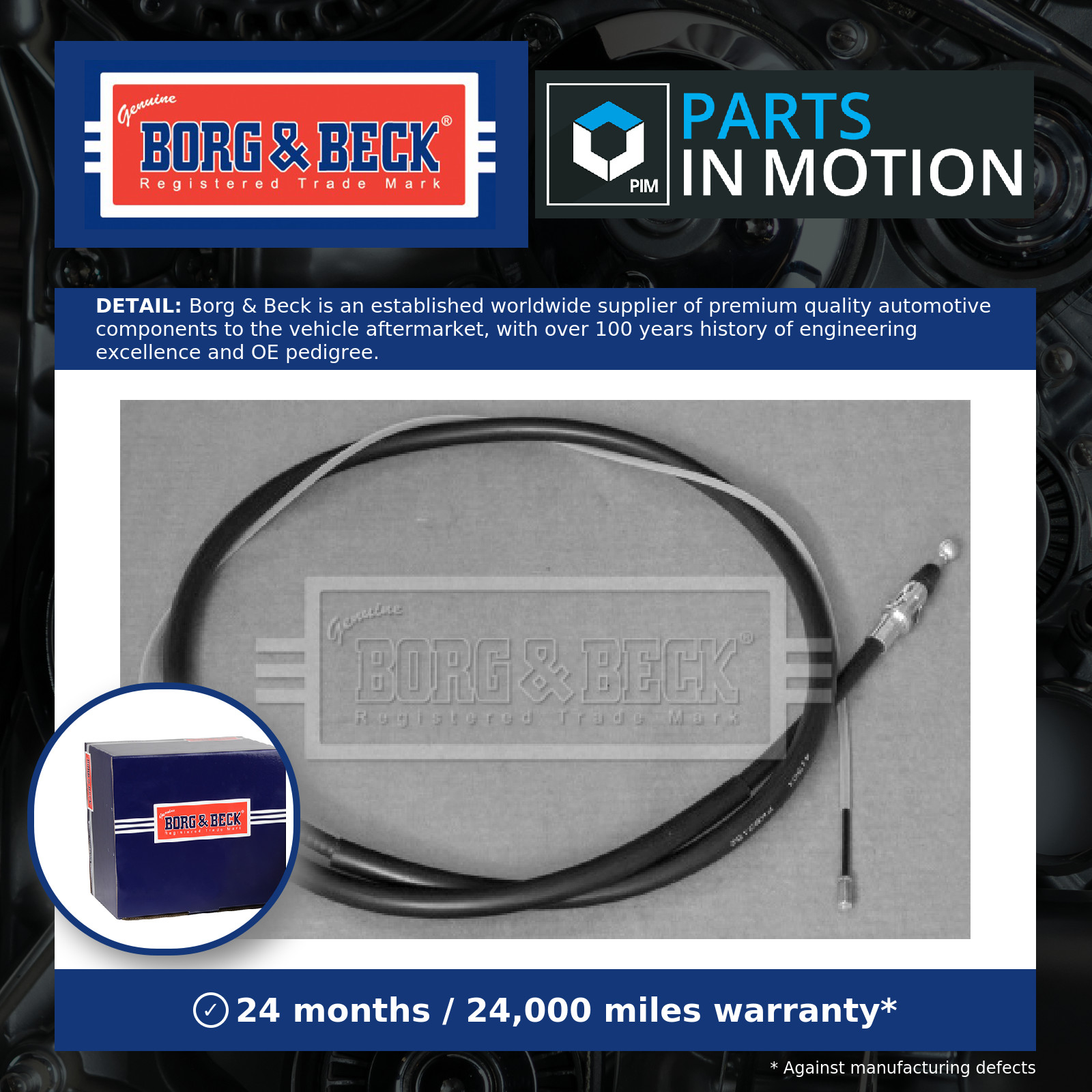 Handbrake Cable Rear Left or Right BKB3152 Borg & Beck Hand Brake Parking 474641