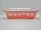 Vintage Pyrex Pink Daisy 2 Qt. Rectangle Space SAVER Dish 575-B Clear Lid
