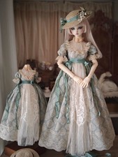 1/6 1/4 1/3 European-style Floral Dress Petticoat Straw Hat Fit BJD Doll