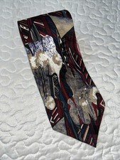 Chez Roffe Tie 100 Silk 4x57  Men Muted Red Blue White Tan Hand Finished in USA