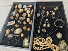 Large Vintage CAMEO Jewelry Set Lot-Costume- Silver -Gold Filled All Mixed