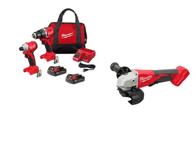 Milwaukee 3692-22CTGR M18 18V Compact Brushless 2-Tool Combo Kit w/ M18 Grinder