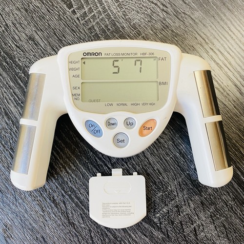 Omron HBF‑306 Fat Loss Monitor Handheld BMI Analyzer – Beige / White Tested Work