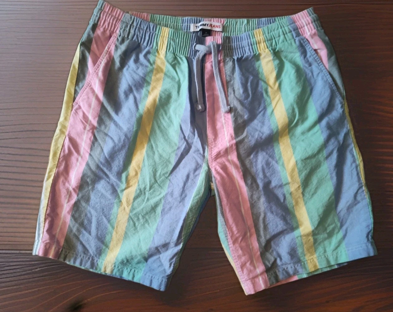 Tommy Jean Hilfiger Mens Shorts Multi-Color Striped Shorts Preppy Pastel Medium