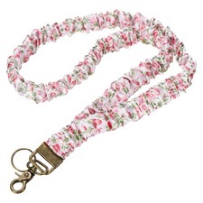Scrunchie Teacher Lanyards, 1 Pack ID Holder, Pink Flower