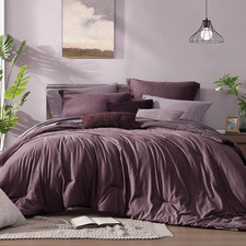 Reversible King Size Comforter Set - 7 Piece Italian Plum Bedding Set