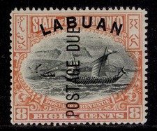 NORTH BORNEO - Labuan QV SG D6, 8c black & vermilion, M MINT. Cat &pound;130.