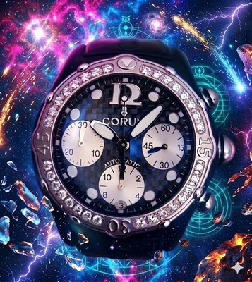 CORUM Bubble Automatic Chrono  Diamond Bezel  Carbon Fiber Dial / RARE FIND