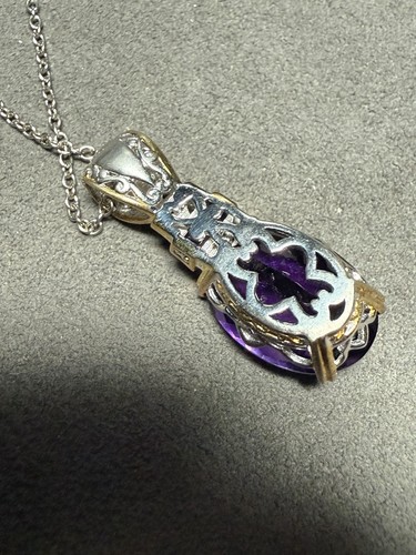 MICHAEL VALITUTTI NH GEMS EN VOGUE STERLING 925 VERMEIL AMETHYST NECKLACE 18” - Picture 4 of 8