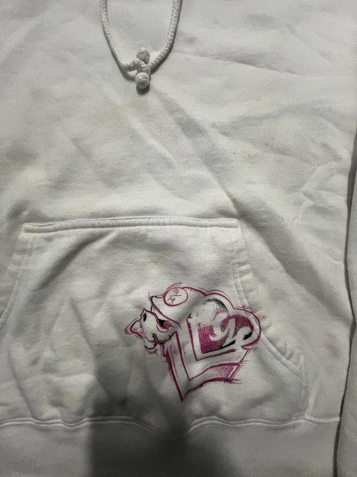 Sudadera con Capucha M M Mullisha Blanca Rosa Para Mujer Y2K Cálida Estilo Graffiti Foto 2 de 4