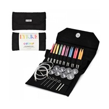 3.5" Interchangeable Knitting Needle Set in Lykke Crafts Black Vegan Suede