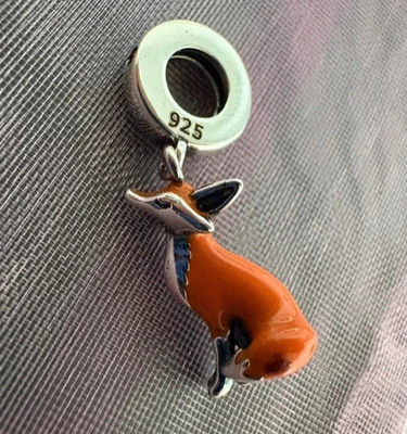 Sterling Silber S925 - Orange Fox Cub European Charm & Etui