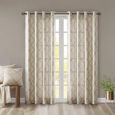 Madison Park Saratoga Single Curtain Grommet Top, 50x63, Beige Grey 1 Panel