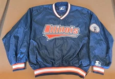 Vintage Starter Illinois Fighting Illini Jacket Pullover Windbreaker M Chief  
