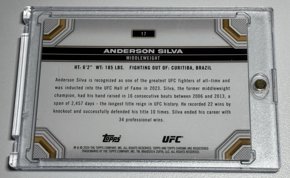 2024 Topps Chrome UFC Anderson Silva /150 Blue Refractor #17 - Image 2 of 2