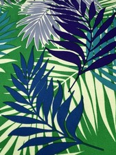 GREEN BLUE LEAVES VINTAGE LOOK POLYESTER GROOVY PRINT FABRIC 60” WIDE