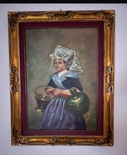 Antico quadro cornice dorata -Olio su tela -Ritratto donna - fine '800