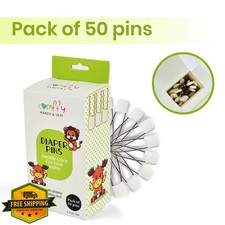 Comffy 50pc Stainless Steel Diaper Pins Plastic Safety Lock