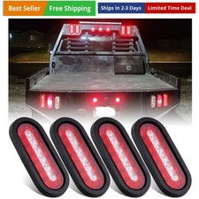 4pcs 6inch Oval Led Trailer Tail Lights With Backup Reverse Lights Red Stop T...