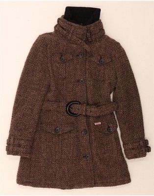 KHUJO Womens Overcoat UK 14 Medium Brown Polyester DQ79