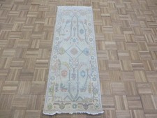 2 x 5'6 Runner Hand Knotted Ivory Turkish Oushak Oriental Rug G16630
