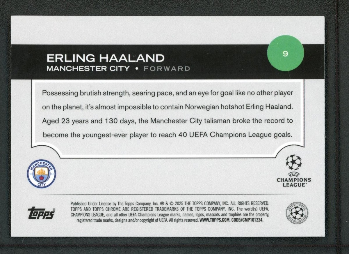 2025 ERLING HAALAND 021/175 TOPPS CHROME UEFA CHAMPIONS LEAGUE RAY