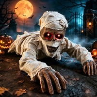 Halloween Deko Mumie Mit Leuchtend Roten Augen Sprachgesteuert