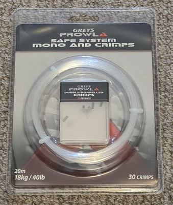 Greys Prowla Safe System Mono & Crimps 20m 40lb/18kg