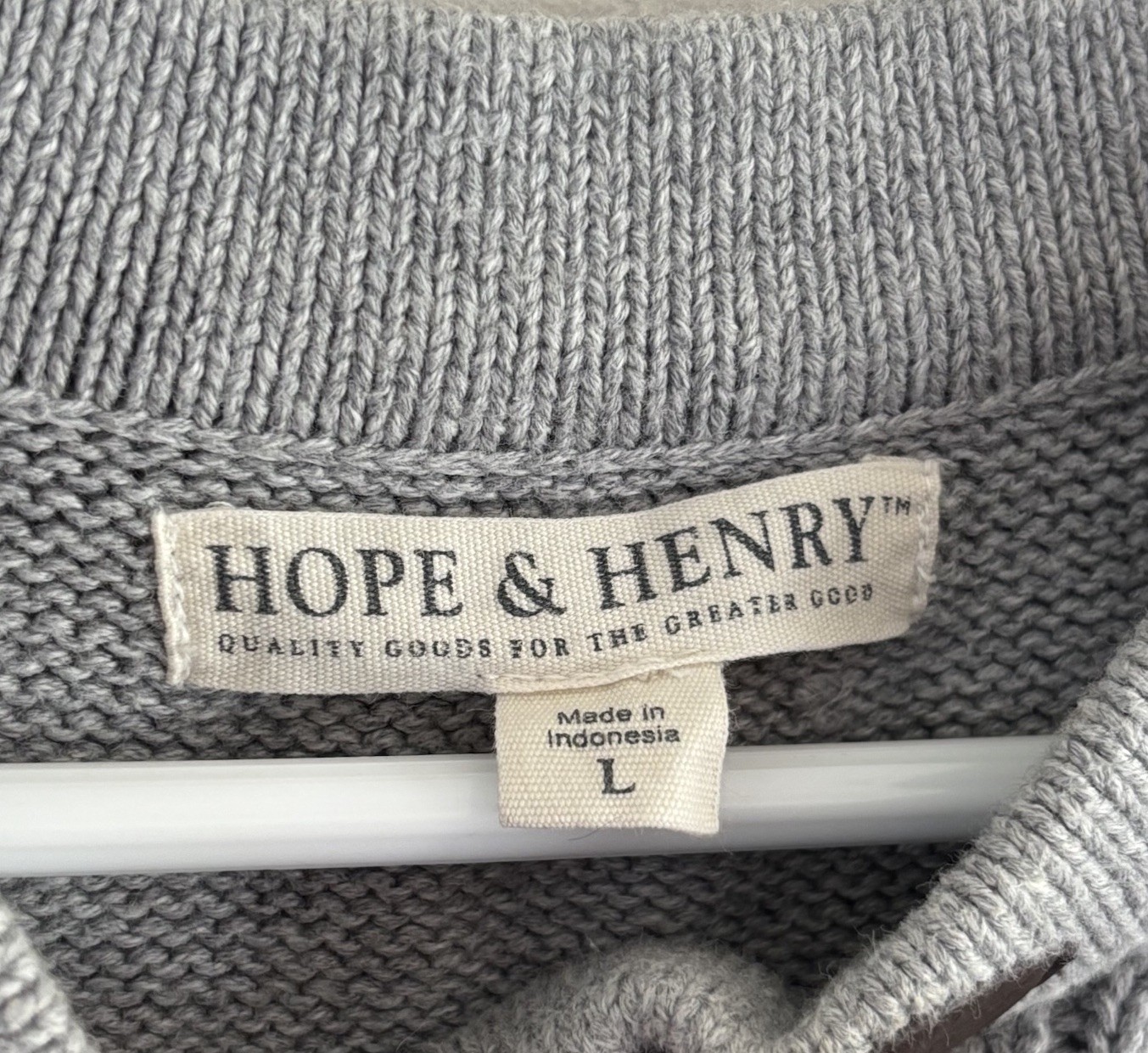 Hope & Henry Gray 100% Organic Cotton Cable Knit Cape Poncho Sweater Size L