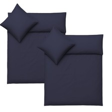 2x Julido Bettwäsche Set Microfaser 135x200 + 80x80cm weich Reißverschluss Blau