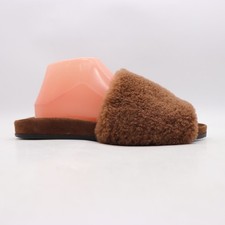 Jenni Kayne Shearling Mules Brown Flats Sandals Women's Size EU 38 Slip On