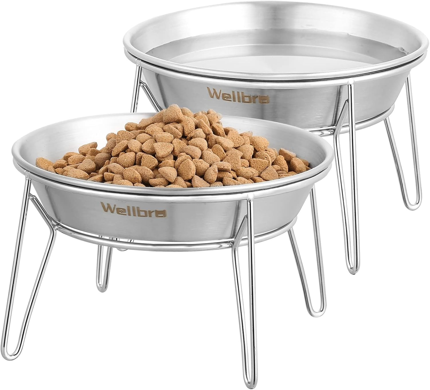 Ciotole Rialzate per Gatti, Ampie Ciotole in Acciaio Inox Con Supporto in Metall