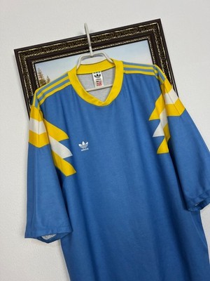Vintage 90's Adidas Football Template Shirt Soccer Blue Jersey