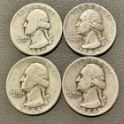 US Coins 90% Silver Lot (4) 1942P/1943P/1944P/1945P Washington Quarters