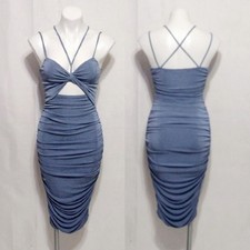 Mable Strappy Twisted Cutout Front Ruched Bodycon Midi Dress Small Glam Party