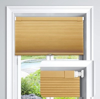 Cordless Cellular Shades No Drill Light Filtering Blinds 21Wx64H Yellowish Brown