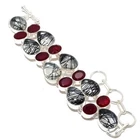 Black Rutile Quartz Gemstone Handmade 925 Sterling Silver Bracelet 7-8"
